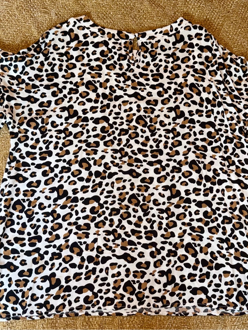 Southern Stitch Leopard Print Short Sleeve Blouse - White, Black & Brown